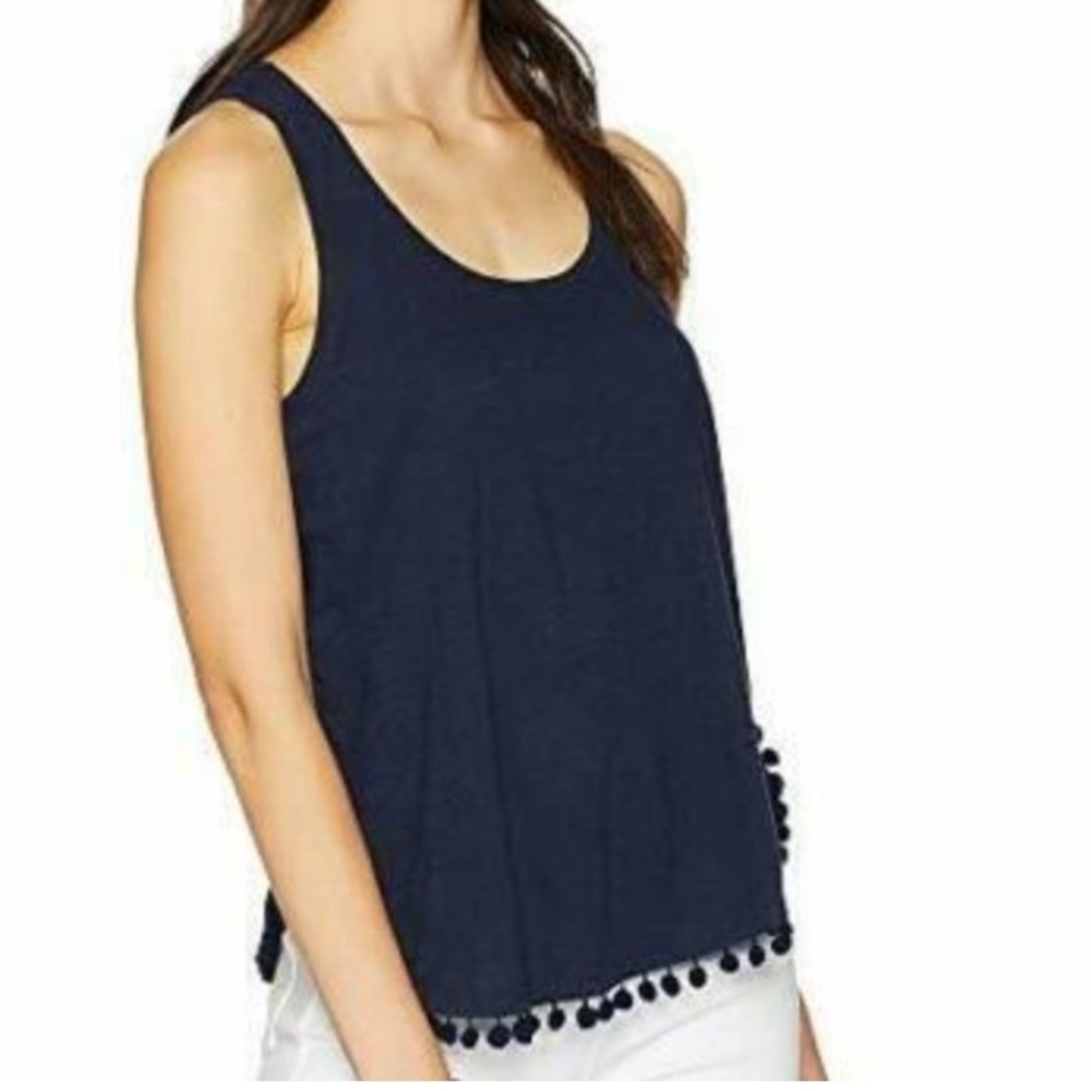 Lilly Pulitzer Mckee Tank Blouse Top Navy Pom Pom
Cotton Sleeveless